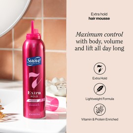 Suave Extra Hold Mousse for Curly Hair, Wavy, All Hair Types, Moisturizing & Nourishing, Foam, Scented 9 oz (Pack of 2)