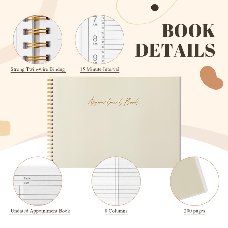 Maitys 2026-2027 Large 8 Column Salon Appointment Book 11.46 x