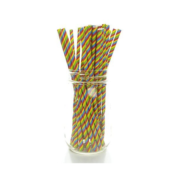 Circus Party Straws, Stripe (25 Pack) - 60's Psychedelic Hippie Tye Dye Pattern Paper Straws, 70's Disco Party Supplies, Carnival Print Drinking Straws
