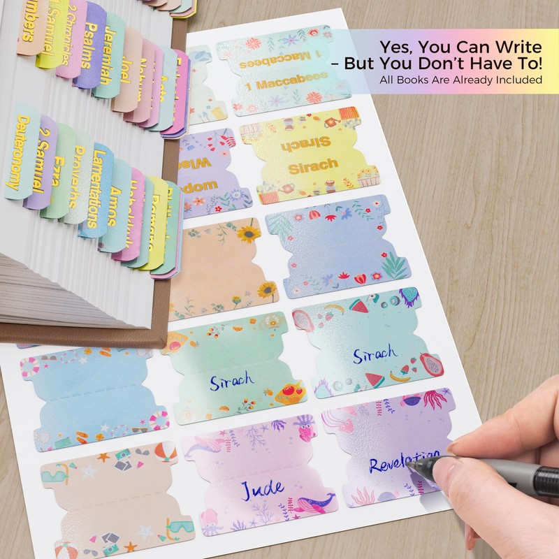 SURDOCA 180 Bible Tabs (2 Sets), Includes Catholic Tabs, Gold