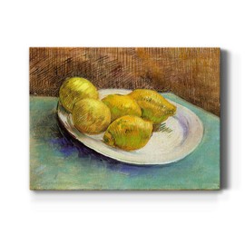 Renditions Gallery Lemons on a Plate by Vincent Van Gogh printed, Famous Painting Reproduction, Premium Gallery Wrapped Canvas Print Décor, Ready to Hang, 36 in H x 48 in W, Made in America Art