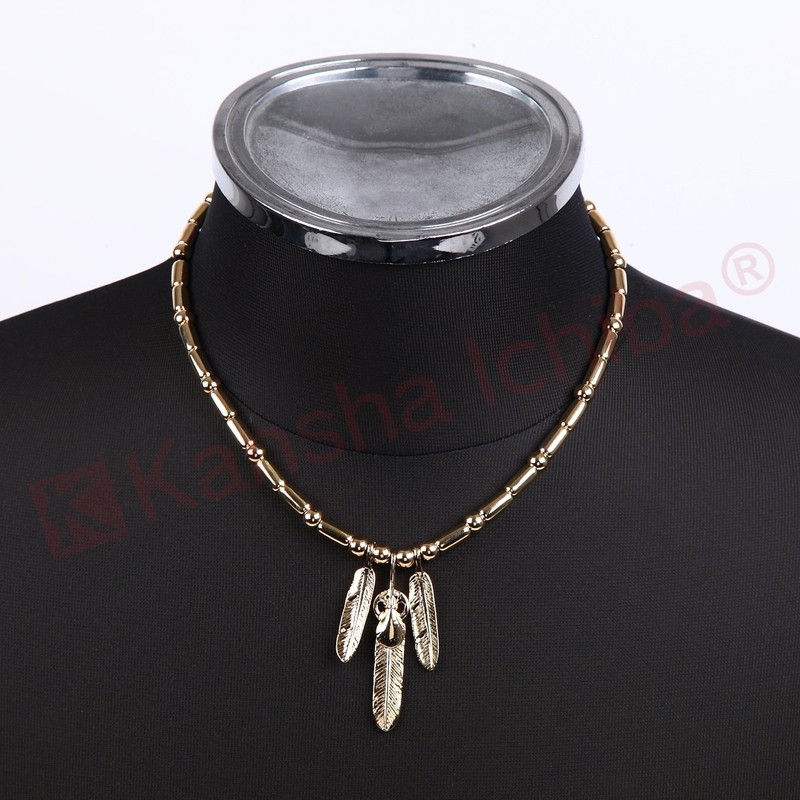 Kansha Ichiba Genuine Gold Feather Pipe Necklace