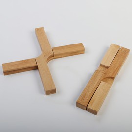 Wooden Coasters, Coasters Pot, Bamboo Set of 2 Pot Coasters, Foldable Bamboo Table Runner, Easy to Carry for Daily Use and Travel