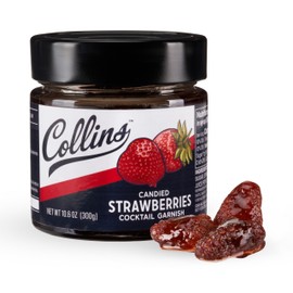 Collins Strawberries in Syrup, Cocktail Garnish for Daiquiris, Sours, Champagne, Desserts and Baked Goods, Garnishing Syrups, Home Bar Accessories, Candied Strawberry, 10.6 oz, Set of 1