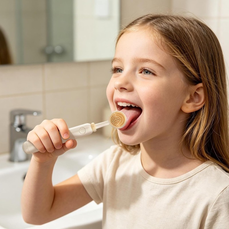 Raspador de lengua portátil de doble cara con cabezales para