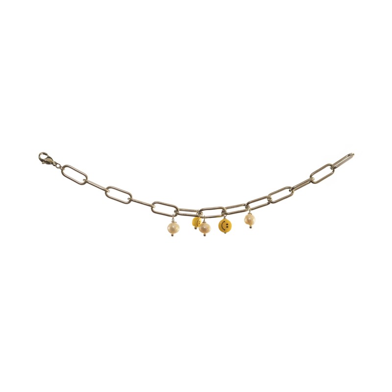 Anthony Vincent Happy Face Collar Perla Cultivada Natural Blanco Tamaño