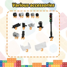 HUIZDQ 450pcs Wheels and Axles Set, Including Wheels, Windshield, Traffic Light, Vehicle & Truck Parts, Classic Pieces & Accessories, Compatible with Classic Brick Toys