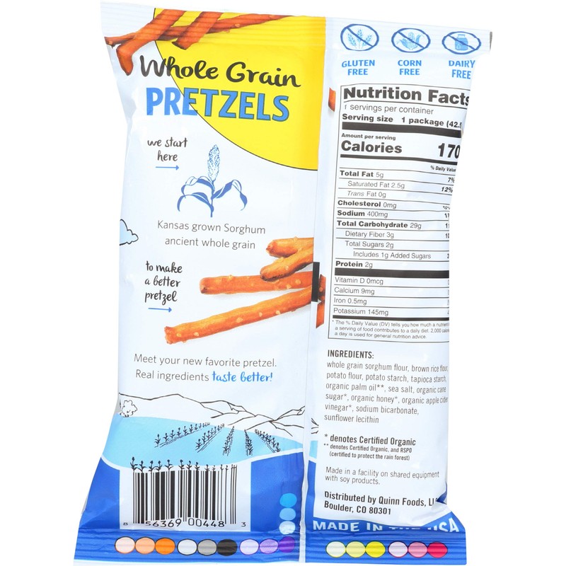 Quinn Popcorn, Pretzel Sticks Sea Salt, 1.5 Ounce