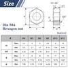 Pack of 10 Hex Nuts M8, Leryati DIN934 Nut M8