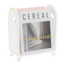 Khen Acrylic Magazine Holder with Gold Trim - 12.40" x 10" x 4.49" - Crystal Clear Holder - Shatterproof - Open Top - Space Saver - For Magazines, Publications, Office Desk, Reception, Waiting Room