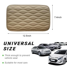 Ohleats Car Center Console Pad, Waterproof PU Leather Auto Armrest Box Cover, Comfortable Vehicle Arm Rest Protector Cushion Pad for Car SUV, Universal Car Accessories (Beige)