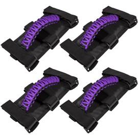 4 x Roll Bar Grab Handles Grip Handle for Jeep Wrangler JK JKU JL JLU TJ YJ Sports Sahara Freedom Rubicon Unlimited Gladiator JT 1955-2023 UTV ATV Premium 550 Paracord Interior Accessories (Purple)