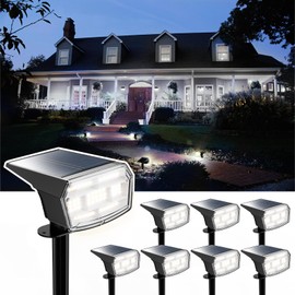HIBOITEC Solar Spot Lights Outdoor 59LED Landscape Lights Solar Powered Uplights Waterproof Adjustable Brightness Dusk to Dawn for Outside Garden Yard Trees 8 Packs Cool White