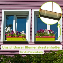 Plastia FixPot Invisible Flower Box Holder for Any Window with Window Sill Flower Box Holder Set of 2 with Adaptor Terracotta – Attachment No Drilling Required