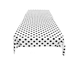 Backdrop King Inc, Square Polka Dot Poly Cotton Tablecloth. (Black Dot on White, 58" x 58" Square)
