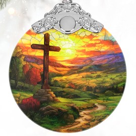 Christian Gifts, Christmas Ornaments - Religious Gifts for Men, Christian Gifts for Women Faith, Christmas Christian Decor - Christmas Tree Decoration Stained Glass Cross Ornament