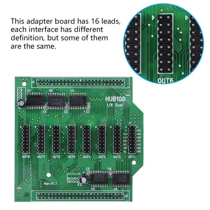 HUB100 8 Outputs PCB Adapter Board Gold plated Copper Pin