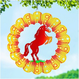 Horse Wind Spinners Horse Gifts for Women/Girls/Men 12 inch 3D Stainless Steel Hanging Wind Spinner Metal Wind Catchers Kinetic Sculpture for Indoor/Outdoor Decor, Yard Art, Garden Decorations