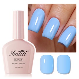 Imtiti Gel Nail Polish, 1Pcs Pastel Blue Soak Off UV LED Gel Polish, Long Lasting, Nail Art Manicure Salon DIY at Home for Spring and Summer (0.34 Fl Oz-966)