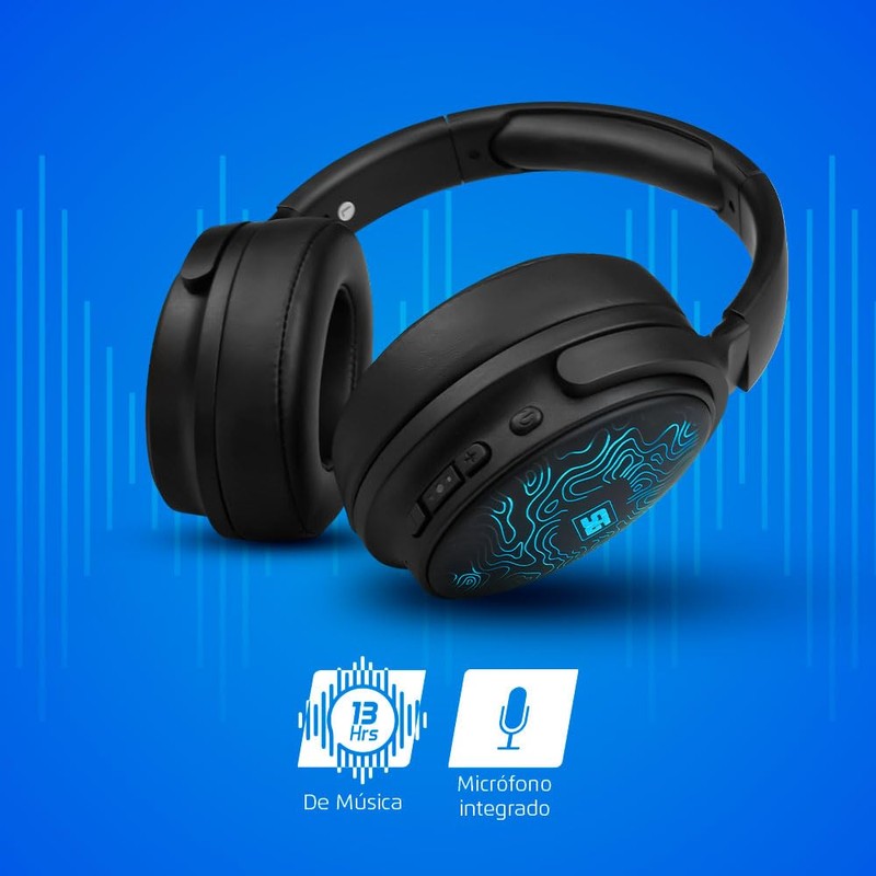 Vorago HPB-401-LED Audifonos Inalambricos con Luz Led Rainbow Diadema Bluetooth