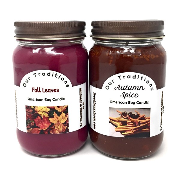 Autumn Candles, Autumn Spice & Fall Leaves (2 Pack, 16 Oz.)