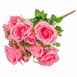 CVL Pack of 1, 20" Artificial Silk Rose Bush 12 Heads - Pink for Wedding Receptions, Baby Showers, Bridal Showers, Sweet 16 Celebration