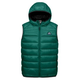 Mapamyumco Men’s Lightweight Puffer Vest with Hood, Water-Resistant Sleeveless Jacket for Hiking Ski Alpine Green XL