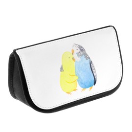 Mr. & Mrs. Panda Cosmetic Bag Budgie Love, White, Hand Drawn