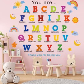 Wall Decals Alphabet Wall Stickers Removable ABC Wall Stickers Colorful Learning Educational Wall Sticker Removable Peel and Stick Wall Décor for Kids Bedroom Nursery Classroom Decorations