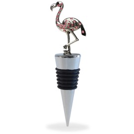 Cheers Flamingo Metal Wine Stopper - Elegant Vacuum Seal Reusable Bird Zoo Animal Wine Bottle Stopper, Airtight Leak Proof Bottle Topper Cork Plug, Cute Home Decor & Bar Tool Accessory Unique Gift