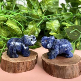 XIANNVXI Blue Sodalite Crystal Elephant Ornament Crystals Elephant Figurine Reiki Natural Carved Gemstone 1.5" Cute Lucky Elephant Gifts