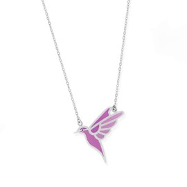 Boma Jewelry Sterling Silver Purple Resin Bird Necklace, 18 Inches