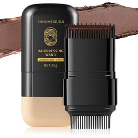 2 en 1 Portátil Peine para Tinte de Cabello, Stick Cubre Canas para Mujer, Barra para Cubrir Canas Rápido, Impermeable y Antisudor, Unisex (Marrón)
