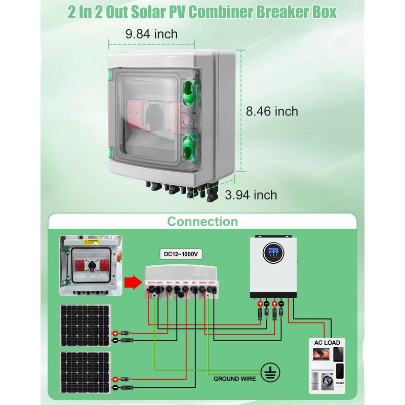 32 Amp 2 Strings Solar Disconnect Switch with DC1000V Lightning