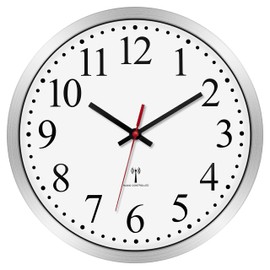 Foxtop Wireless Wall Clock Silent Analogue Non-Ticking 25 cm Easy to Read Clock for Kitchen, Living Room, Bedroom, Home Office, Silver