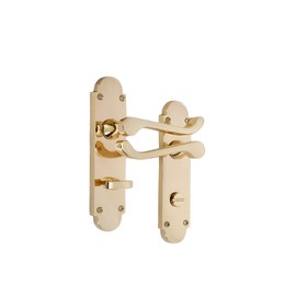 Infinity Decor Victorian Scroll Curved Internal Lever Door Handle on Half Round Backplate Pair Polished Brass Bathroom Handles Ideal for Interior & Exterior Doors 