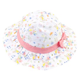 ANIMQUE Baby Girl Sun Hat Flower Motif Spring Summer Fishing Hat Cute and Lovely Cotton Hat, SH0182 Pink