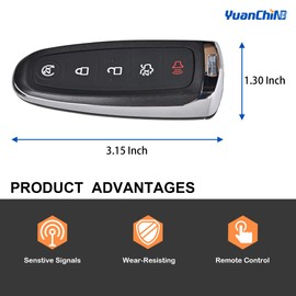 Remote Key Fob Replacement Fit for Ford Escape Titanium 2013-2017 Focus Electric C-Max Energi 315Mhz Keyless Entry Remote Control Key Fob FCC ID: M3N5WY8609, P/N: 164-R7995,CJ5T-15K601-DX(Pack of 2)