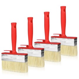 Set of 4 Surface Brushes, 120 mm x 30 mm, Plastic Bristles, Wall Brush, Glaze Brush, Large Brush, Flat Brush Set, Painter's Brush, Wide Painter's Brush for Wall, Furniture, Fence, Wood Painting