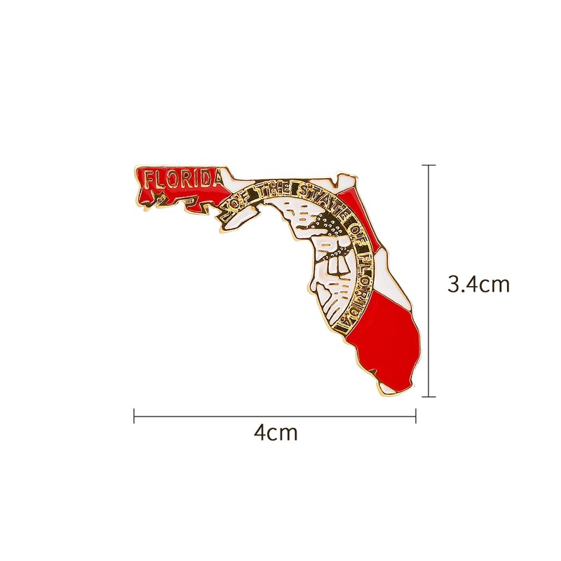 Florida State Shaped Map Lapel Metal Pin Enamel Brooch Keepsake