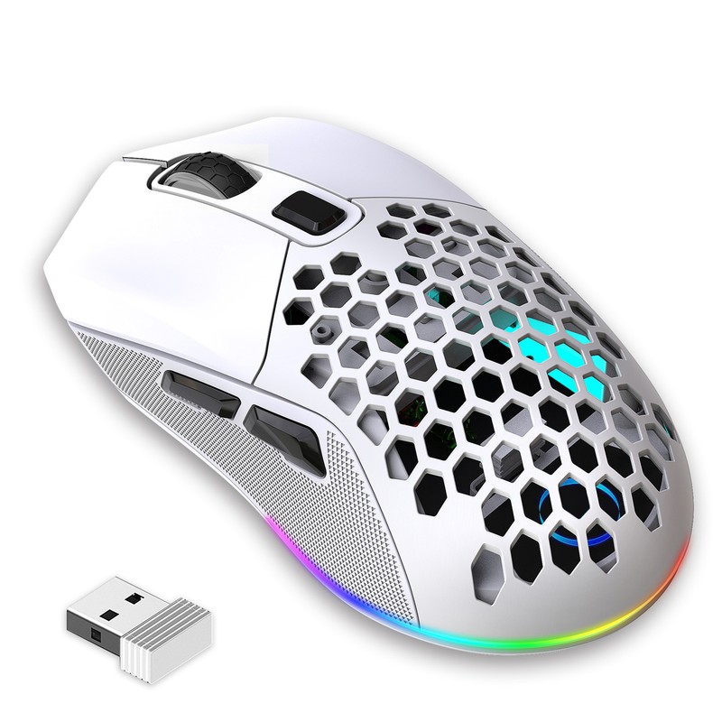 Wireless Mouse 2.4G Or BT5.1 Adjustable DPI Hollowed Out RGB