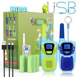 Topsung Kids Walkie Talkies 2 Pack NOAA Walkie-Talkies for Adults Rechargeable Long Range 2 Way Radios 4 Miles for Family Camping Hiking Skiing Cruise Ship, Toys for 3-12+ Year Old Girls Boys Toddlers