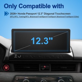 Coleya Anti-Glare Matte Screen Protector for 2026 Honda Passport (RTL/RTL Towing/RTL Blackout/TrailSport Blackout/TrailSport Elite) 9H Tempered Glass 2026 Passport Accessories Anti-Fingerprint 12.3"