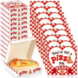 Fullhawl 50 Pcs Valentines Heart Mini Pizza Box Square Cardboard Pizza Box Small Cookie Boxes for Valentine Celebrations Party Favors Birthdays Weddings,(3.54 x 3.54 x 0.78 Inches)