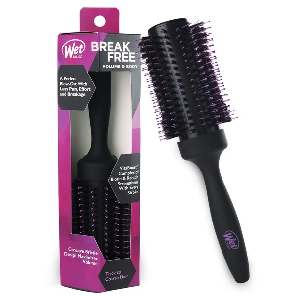 Wet Brush Volume & Body Round Brush - for Thick to Coarse Hair - A Perfect Blow Out with Less Pain, Effort and Breakage - Concave Bristle Design Maximizes Volume