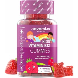 Vitamin B12 Children's Gummy Bears - Vitamin B Complex High Dose with B12, B1, B2, B6, Biotin, C - Vegan & Gluten Free B12 - Alternative to Vit B 12 Drops & Tablets - 30 Gummies - Novomins