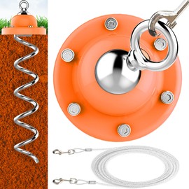 Eurmax USA 360° Swivel Pet Dog Tie Out Stake Bonus 17FT Dog Tie Out Cable Dog Anchor Heavy Duty Anchor Dog Tether （Orange）