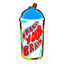 Freeze Your Brain Enamel Pin - Fun Series - Enamel Lapel Pin - Plated Badge for Clothing, Bags, and Lanyards
