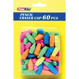 PaperRite Pencil Top Erasers, Cap Erasers 60 Pieces