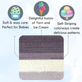 Lion Brand Ice Cream Cotton Candy 923-201 (3-Skeins - Same Dye Lot) Baby Sport #2 Acrylic Yarn for Crocheting and Knitting with Project Bag